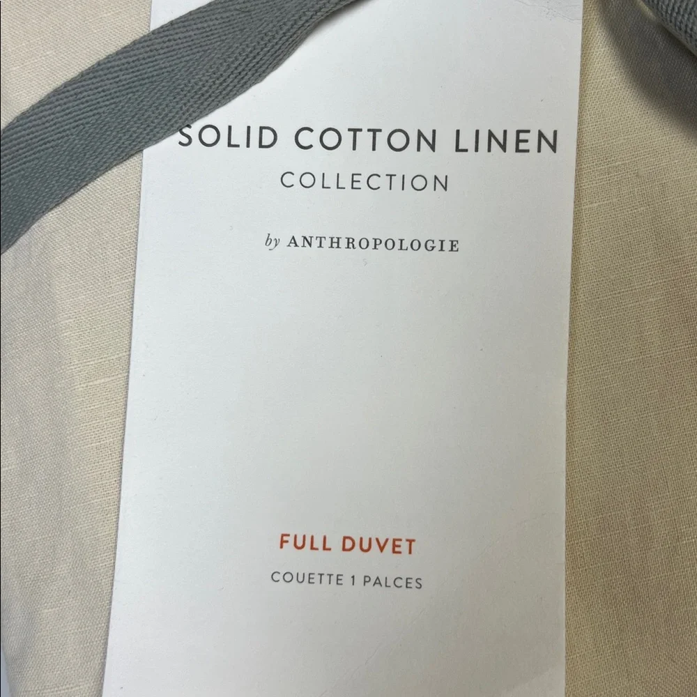 Anthropologie Relaxed Linen-Cotton Duvet Cover Ivory Full